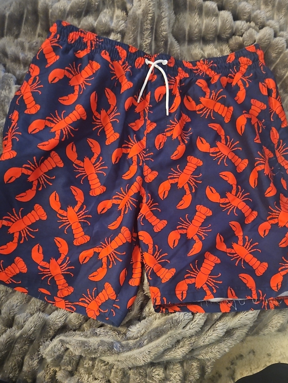 Old Navy Navy Blue Swim Trunks with Red Lobster Print